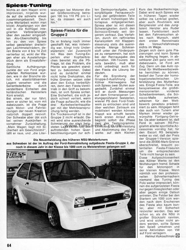 Ford Fiesta MK1 » Magazine Articles DE » Sport Auto » Feature Spiess