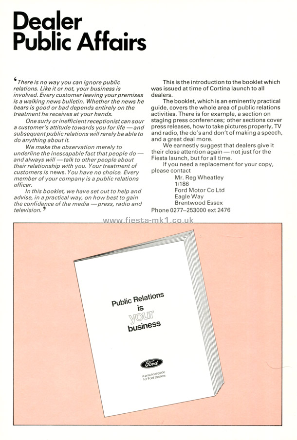 Fiesta MK1: Dealer Introduction Guide - Page 93