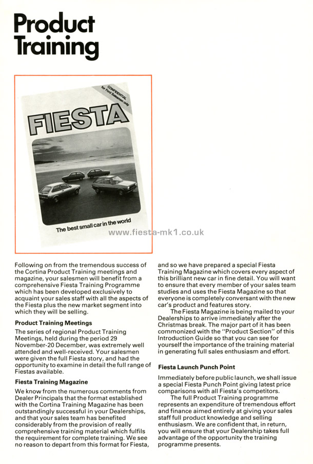 Fiesta MK1: Dealer Introduction Guide - Page 104