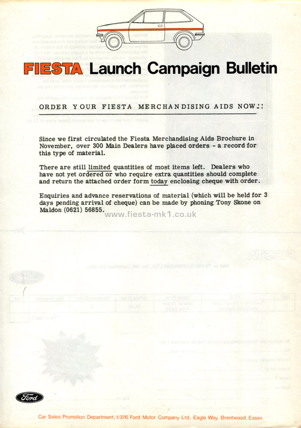 Fiesta MK1: Merchandising Aids - Page 7