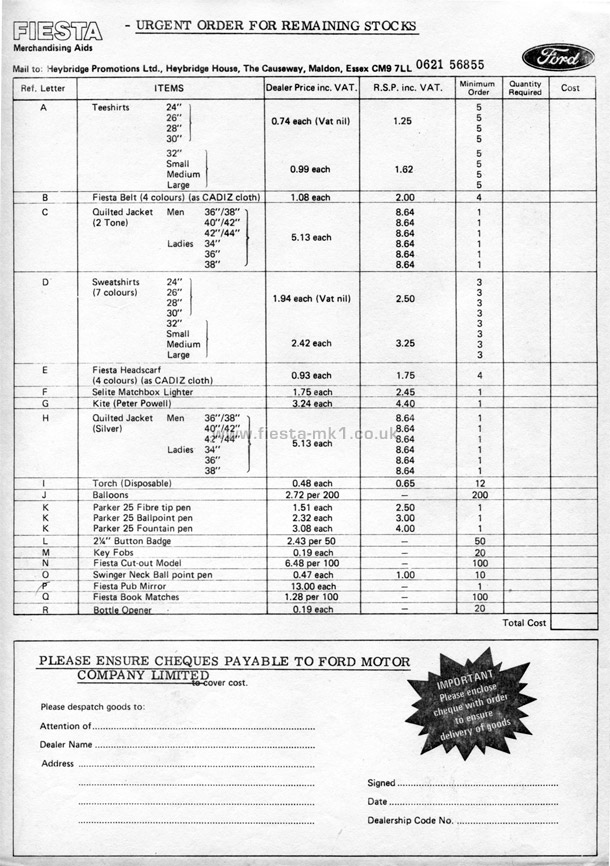 Fiesta MK1: Merchandising Aids - Page 9