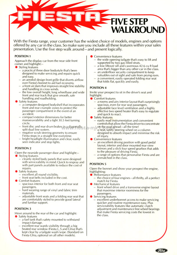 Fiesta MK1: Quick Reference Sheets - Page 6