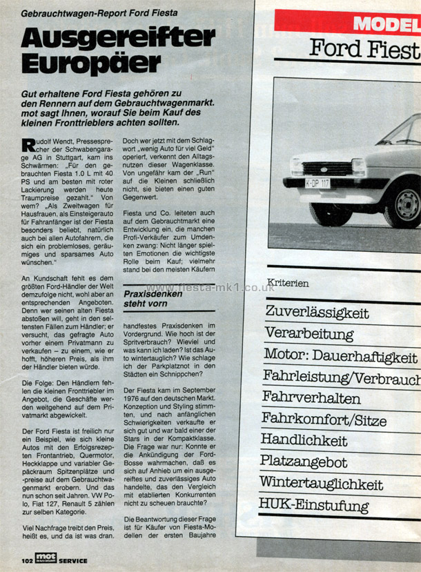 MOT Die Auto-Zeitschrift - Buyers Guide: Secondhand Ford Fiesta - Page 1