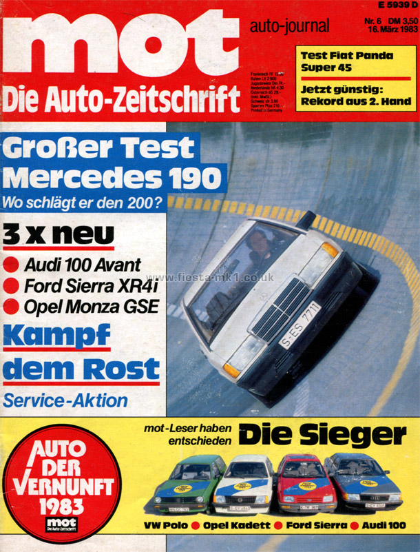 MOT Die Auto-Zeitschrift - Group Test: Fiesta 1.0 - Front Cover