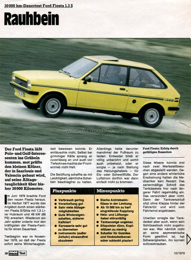 MOT Die Auto-Zeitschrift - Road Test: Fiesta 1300S - Page 1