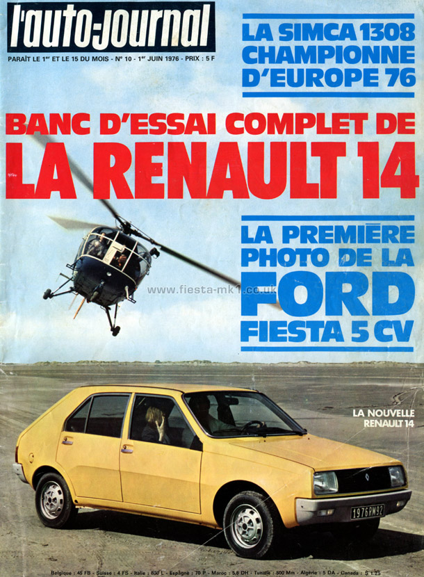 L'Auto-Journal - New Car: Fiesta 5CV - Front Cover