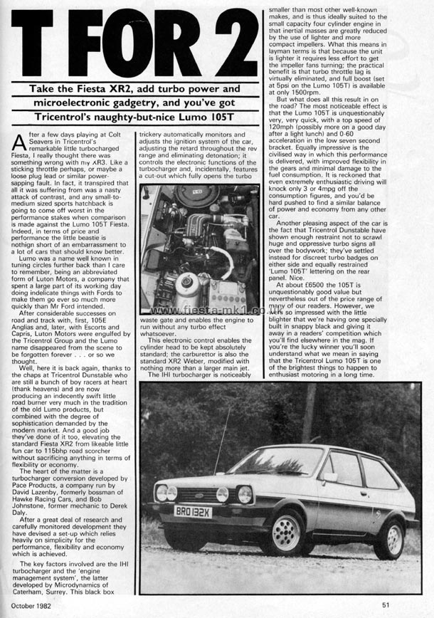 Auto Performance - Road Test: Fiesta XR2 Lumo 105T - Page 1