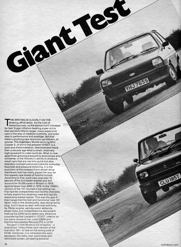 Car - Group Test: Fiesta 1100S - Page 1