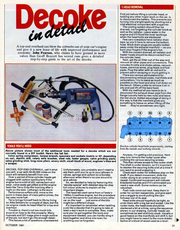 Popular Motoring - Technical: Fiesta Head Decoke - Page 1
