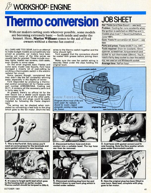 Popular Motoring - Technical: Fiesta Thermostat Conversion - Page 1