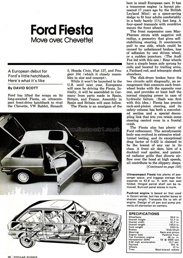 Popular Science - New Car: Fiesta MK1 - Page 1
