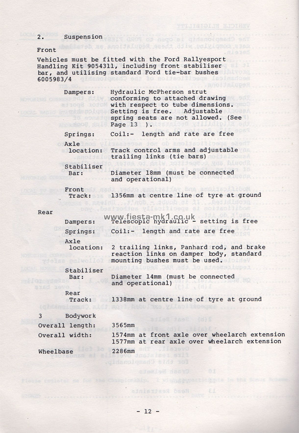 Fiesta MK1 Championship: Regulations & Specifications - Page 12