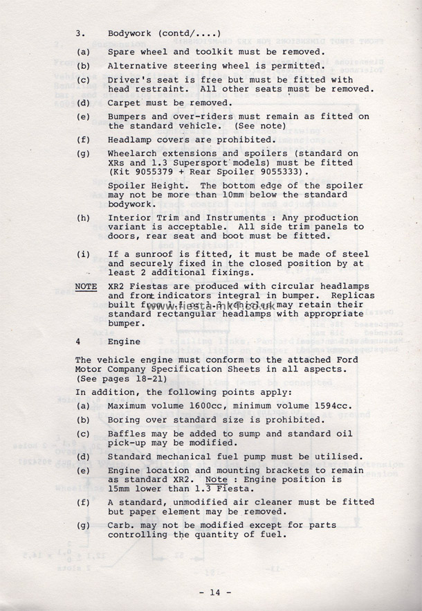 Fiesta MK1 Championship: Regulations & Specifications - Page 14