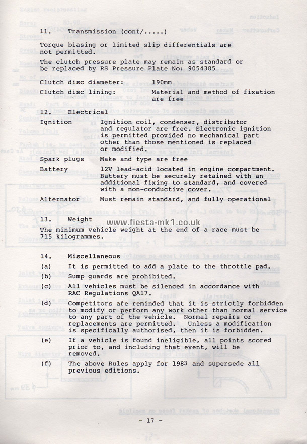 Fiesta MK1 Championship: Regulations & Specifications - Page 17