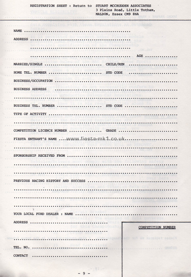 Fiesta MK1 Championship: Regulations & Specifications - Page 9